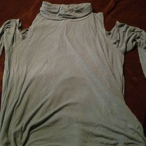 Cold shoulder turtleneck shirt